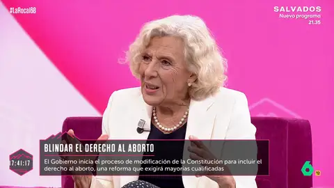 Manuela Carmena, sobre blindar el derecho al aborto: "La opinión pública es clave y la sociedad española se ha posicionado" Manuela Carmena, sobre blindar el derecho al aborto: "La opinión pública es clave y la sociedad española se ha posicionado"