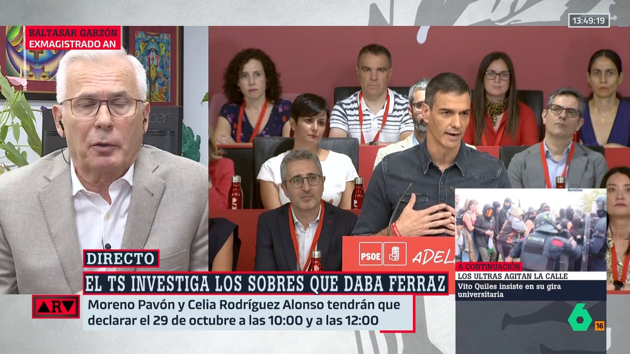 Baltasar Garzón, sobre si hay indicios de una caja B en el PSOE: "Creo que no existen indicios; sería muy torpe haber entrado en esa dinámica"