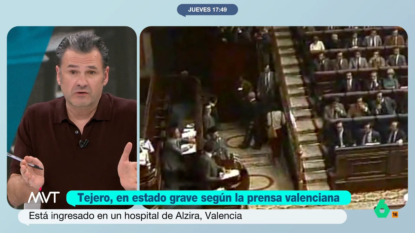 Iñaki López entiende a los políticos que se escondieron en su escaño el 23F: "Yo no me habría levantado hasta el 92" Antonio Tejero, uno de los cabecillas del golpe de Estado del 23F, se encuentra ingresado en estado crítico y Más Vale Tarde recuerda algunas de las imágenes más icónicas de aquel momento clave en la historia moderna de España.