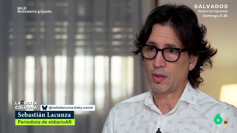 Sebastián Lacunza cuenta cómo destapó los pagos de un investigado por narcotráfico al candidato de Milei: "Cambió sus vidas y la mía" Sebastián Lacunza cuenta cómo destapó los pagos de un investigado por narcotráfico al candidato de Milei: "Cambió sus vidas y la mía"
