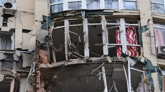 Imagen de archivo de un edificio dañado por un ataque ruso en Kiev Imagen de archivo de un edificio dañado por un ataque ruso en Kiev