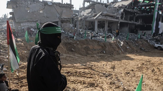 Un militante palestino de Hamás. Un militante palestino de Hamás.