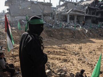 Un militante palestino de Hamás. Un militante palestino de Hamás.