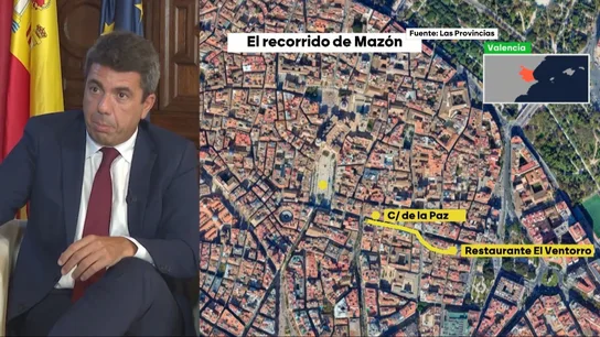 El recorrido de Carlos Mazón el día de la DANA. El recorrido de Carlos Mazón el día de la DANA.