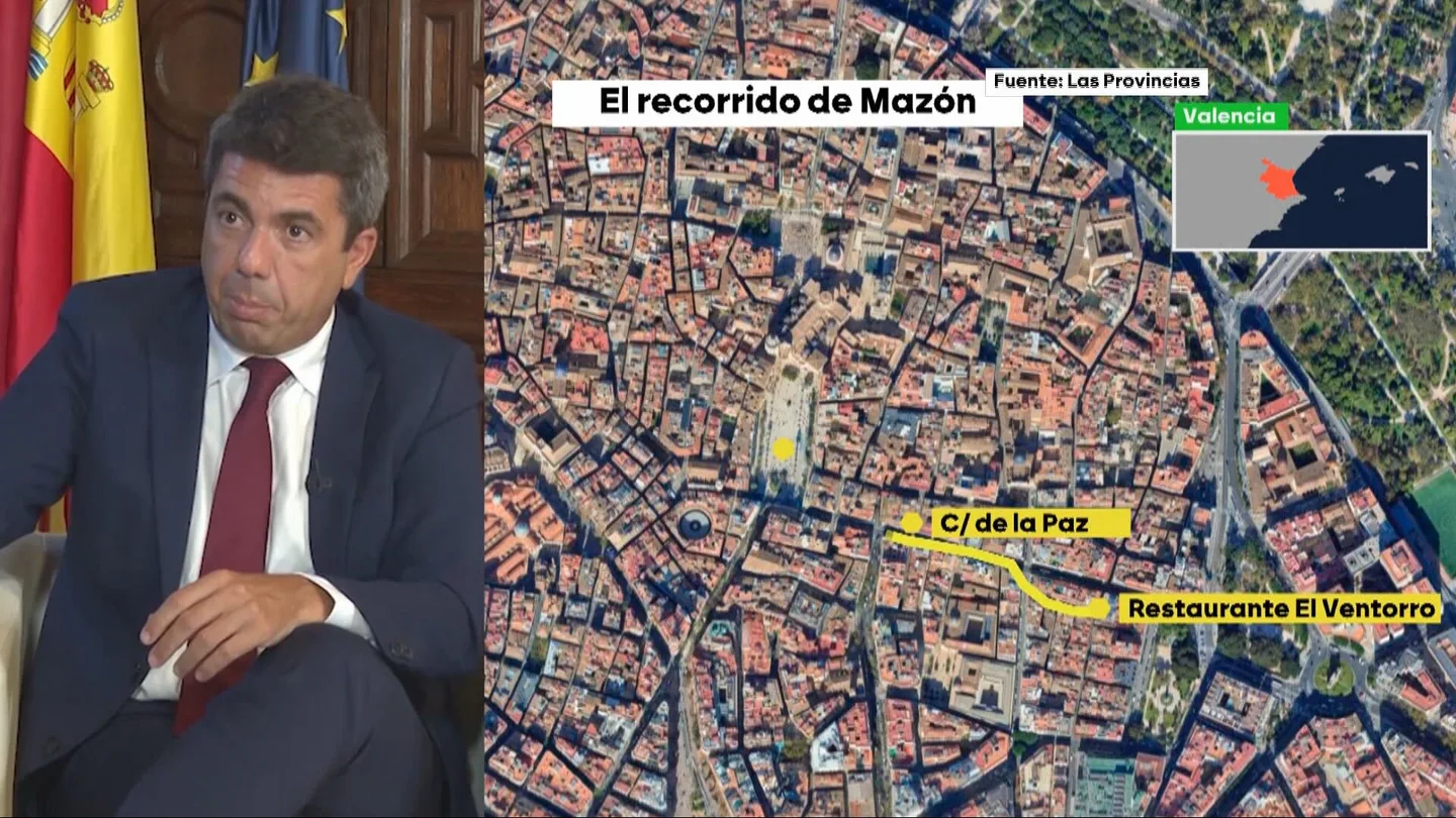 El recorrido de Carlos Mazón el día de la DANA. El recorrido de Carlos Mazón el día de la DANA.