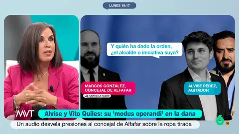 Bea de Vicente ve delito en el bulo de Vito Quiles y Alvise sobre la ropa de la DANA: "Es una manipulación soez" Tras descubrirse que Alvise y Vito Quiles fabricaron el bulo de que se tiraba la ropa que donaba la gente a los afectados por la DANA manipulando la llamada con el concejal de Alfafar, Bea de Vicente ve un delito contra la intimidad y de revelación de secretos.