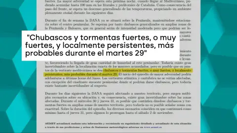 Crónica de una DANA anunciada: la AEMET sí avisó, pese a las mentiras de Mazón sobre el 29 de octubre Crónica de una DANA anunciada: la AEMET sí avisó, pese a las mentiras de Mazón sobre el 29 de octubre