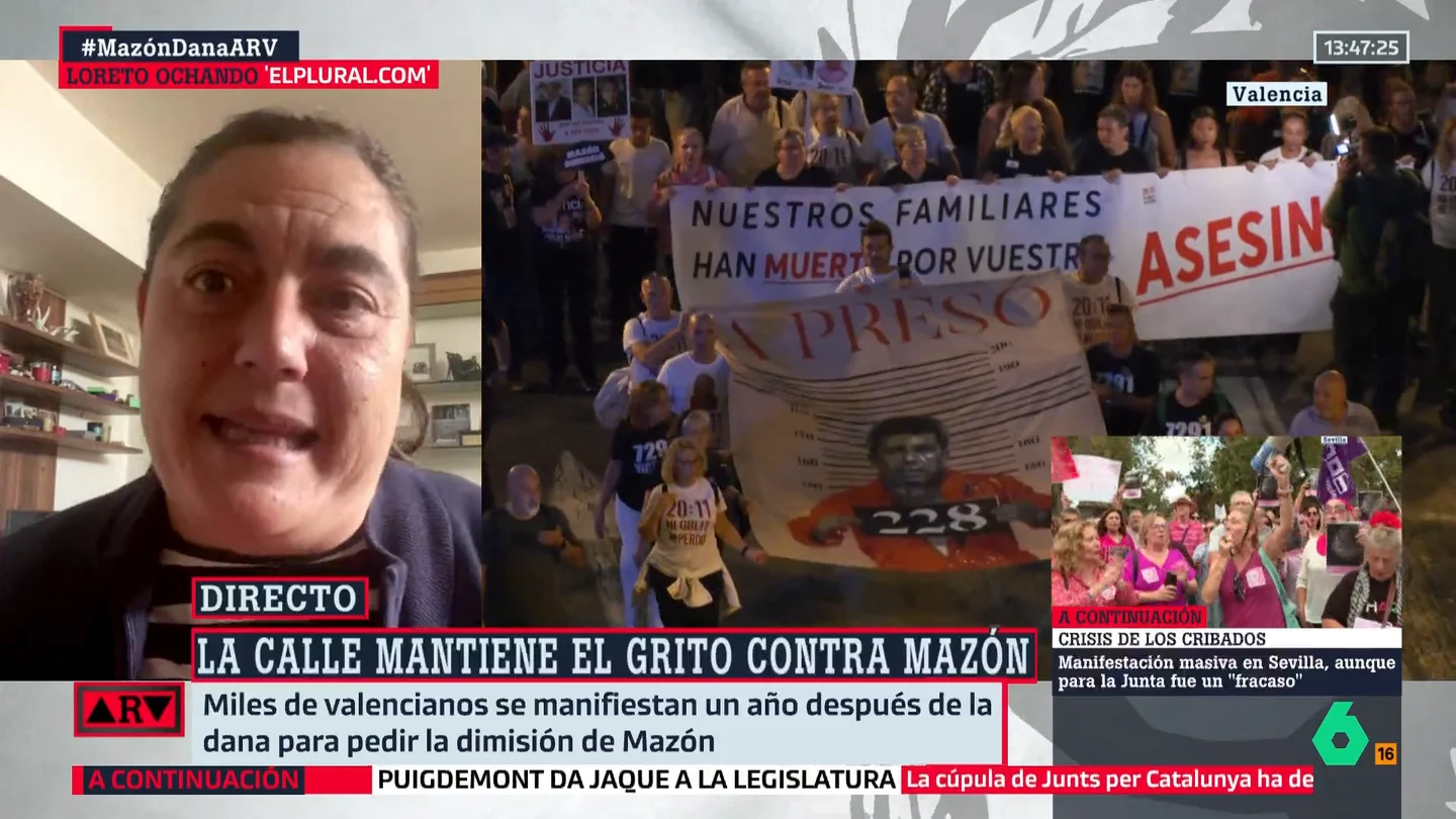 Loreto Ochando: "Que esa tarde, con esa manifestación de 80.000 personas el canal 'A punt' estuviera dando toros demuestra la psicopatía del gobierno valenciano" Loreto Ochando: "Que esa tarde, con esa manifestación de 80.000 personas el canal 'A punt' estuviera dando toros demuestra la psicopatía del gobierno valenciano"
