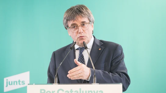 El presidente de Junts per Catalunya, Carles Puigdemont, este lunes. El presidente de Junts per Catalunya, Carles Puigdemont, este lunes.