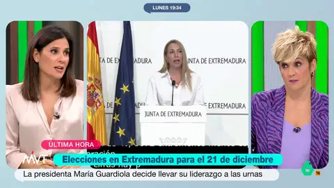 ¿Puede haber 'efecto cascada' en las comunidades tras la convocatoria de elecciones en Extremadura? María Llapart lo explica María Guardiola anunciaba hoy la convocatoria de elecciones en Extremadura, lo que según los periodistas de laSexta que cubren la información del PP, podría provocar un 'efecto cascada' en otras comunidades. María Llapart lo analiza en este vídeo.