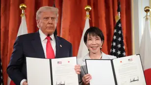 El presidente de Estados Unidos, Donald Trump, y la primera ministra de Japón, Sanae Takaichi