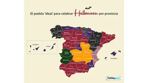 Mapa: el pueblo 'ideal' para celebrar Halloween, por provincia Mapa: el pueblo 'ideal' para celebrar Halloween, por provincia