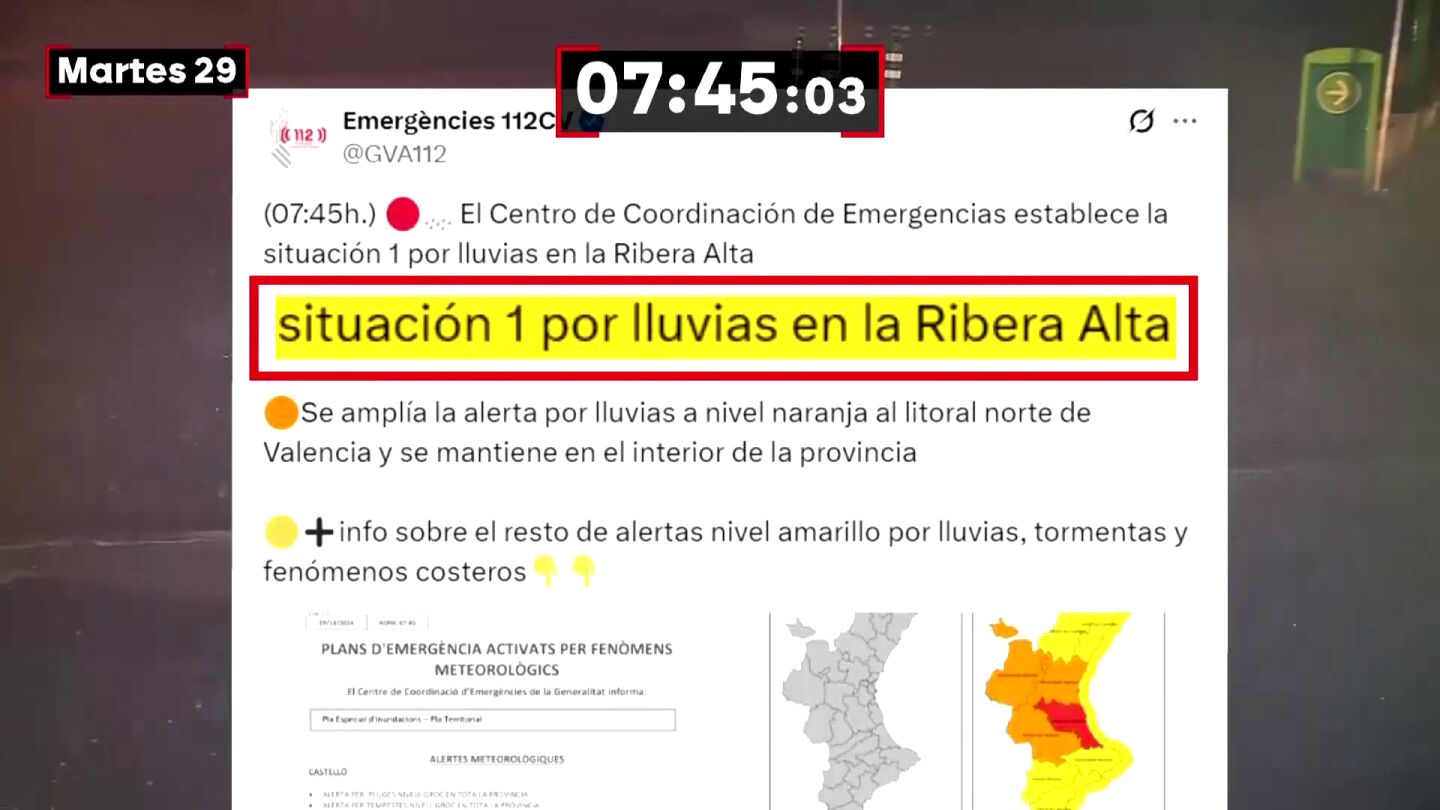 Las horas previas al inicio del desastre: es 29 de ocubre y la AEMET eleva los avisos