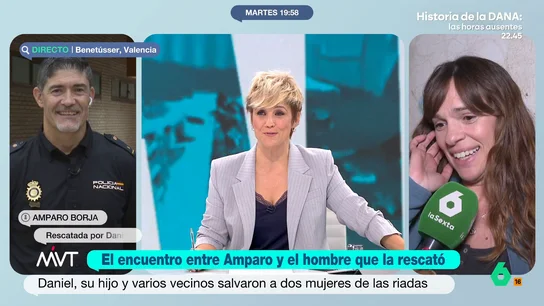Daniel y Amparo se reencuentran un año después de que él le salvase la vida durante la riada: "Se te queda grabado en el corazón" Daniel y Amparo se reencuentran un año después de que él le salvase la vida durante la riada: "Se te queda grabado en el corazón"