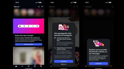 Nueva navegación por gestos de Instragram
