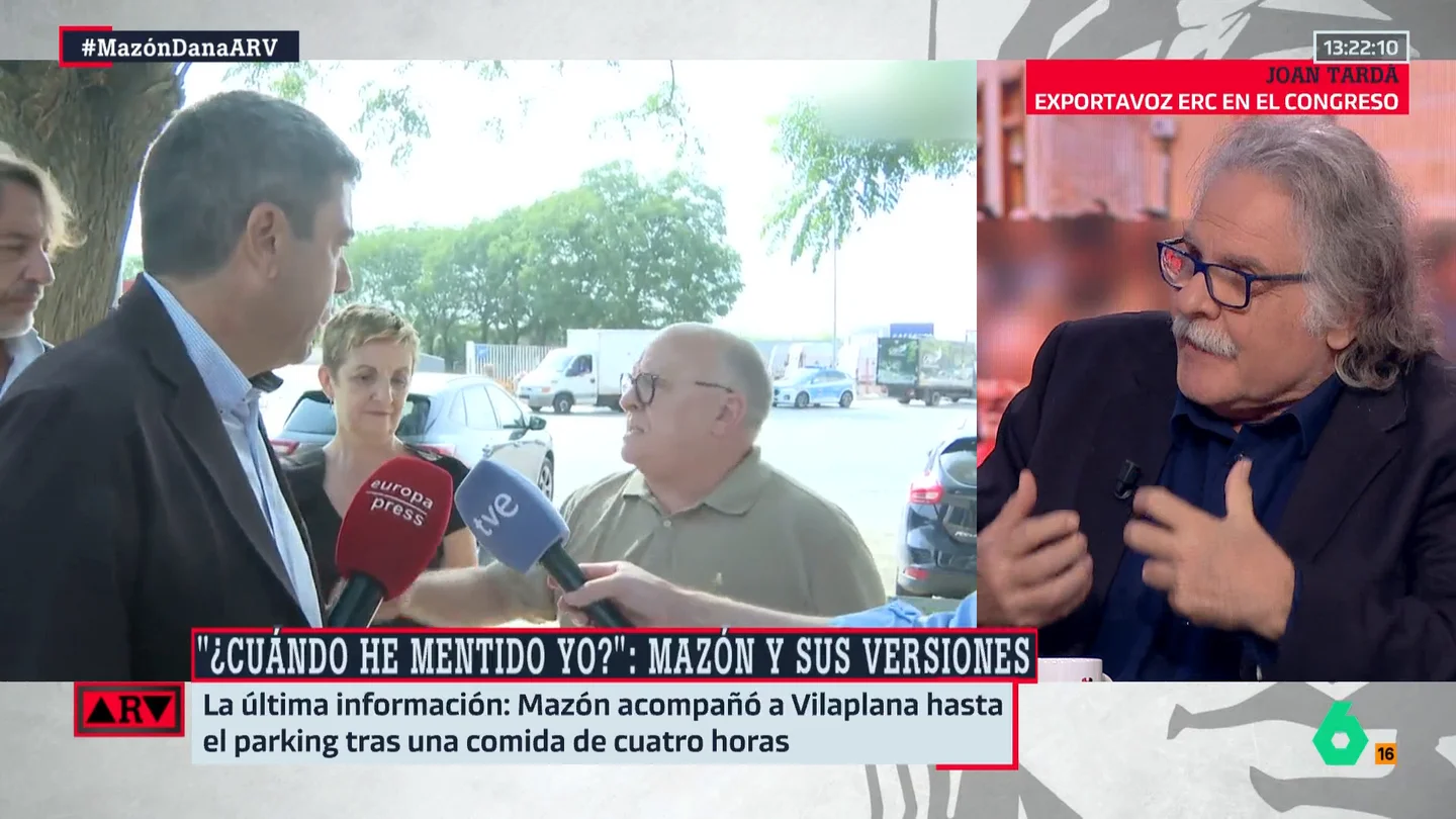 Joan Tardà, sobre Mazón: "¿Cómo puede mantener esta indignidad? Podría estudiarse desde un punto de vista clínico" Joan Tardà, sobre Mazón: "¿Cómo puede mantener esta indignidad? Podría estudiarse desde un punto de vista clínico"