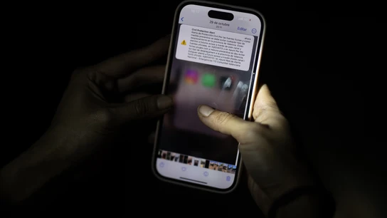 Una persona muestra la alerta que recibió en su móvil el 29 de octubre, en Massanassa, a 8 de noviembre de 2024 Una persona muestra la alerta que recibió en su móvil el 29 de octubre, en Massanassa, a 8 de noviembre de 2024