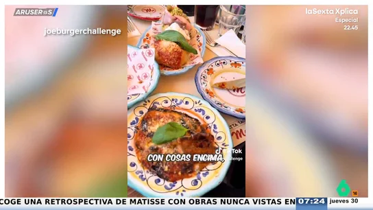Alfonso Arús alucina con el festín de Joe Burgerchallenge en Roma: "Sabe disfrutar a lo grande" Alfonso Arús alucina con el festín de Joe Burgerchallenge en Roma: "Sabe disfrutar a lo grande"