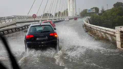Coches tratando de circular en Sevilla Coches tratando de circular en Sevilla