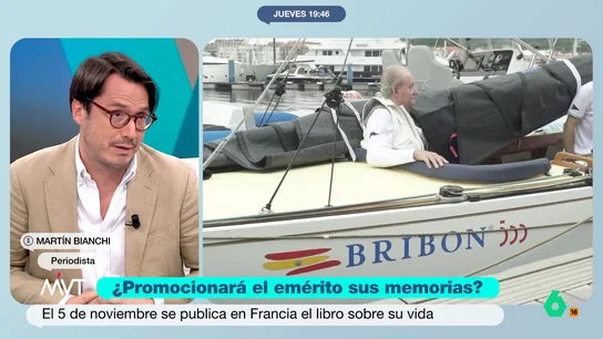 Martín Bianchi, tajante sobre el "mal timing" del rey Juan Carlos con sus memorias: "Demuestra lo disociado que está" El periodista Martín Bianchi reflexiona en este vídeo sobre la promoción de las memorias del rey Juan Carlos el mismo día del funeral de Estado por las víctimas de la DANA: "Es incapaz de darse cuenta de la realidad de España", afirma.