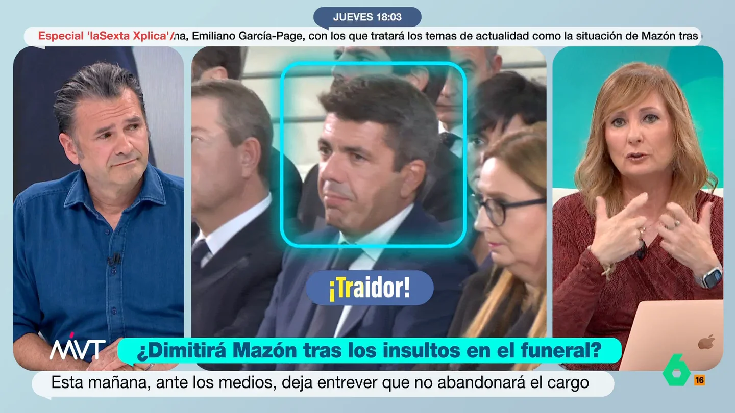 Mayte Alcaraz, sobre Carlos Mazón: "Creo que le va a perseguir siempre la riada y los muertos" La periodista considera el president de la Generalitat Valenciana no deja su cargo ya que es posible que quiera revertir la imagen que tienen de él tras lo sucedido hace un año en la DANA.