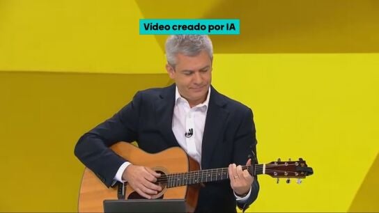 Rodrigo Bl&aacute;zquez tocando la guitarra en una imagen hecha con IA