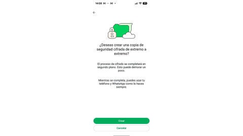 Creando una copia de seguridad de WhatsApp con llave de acceso