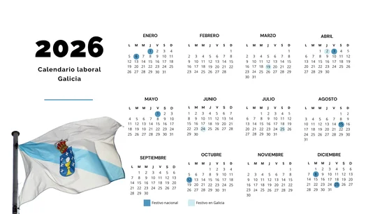 Calendario laboral de Galicia de 2026: festivos, puentes y fiestas locales, pueblo a pueblo Calendario laboral de Galicia de 2026: festivos, puentes y fiestas locales, pueblo a pueblo