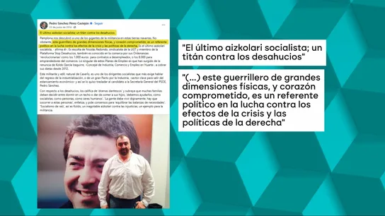 "El último aizkolari socialista; un titán contra los desahucios", dijo Sánchez sobre Koldo "El último aizkolari socialista; un titán contra los desahucios", dijo Sánchez sobre Koldo
