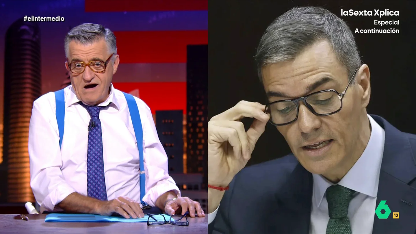 Dani Mateo descubre que las gafas de Sánchez quedan bien a todo el mundo menos a Wyoming: "No parecéis ni de la misma especie" El colaborador ha traído unas gafas similares a las que llevaba el presidente del Gobierno durante su comparecencia en el Senado. Estas son un modelo de la firma Dior que costarían alrededor de 300 euros.