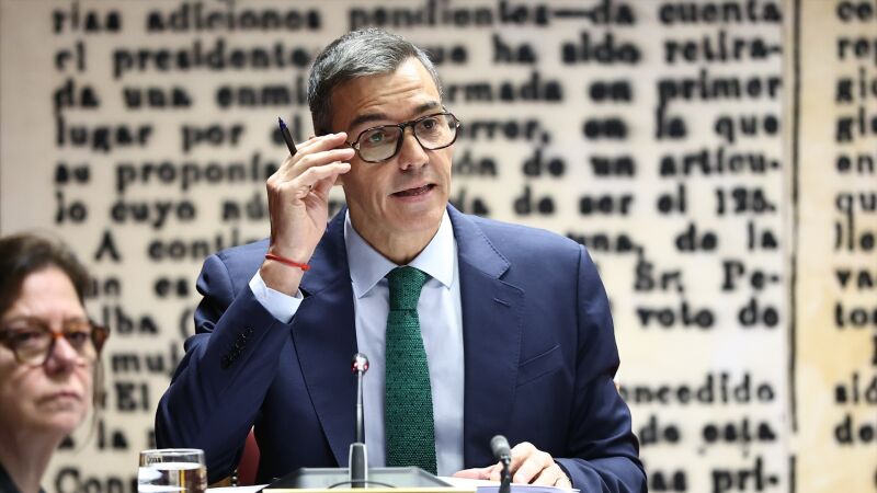Pedro S&aacute;nchez durante su comparecencia en la comisi&oacute;n del Senado sobre el 'caso Koldo'.