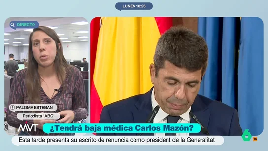 Paloma Esteban, periodista de 'ABC', considera que la dimisión de Mazón "tiene demasiados interrogantes alrededor por resolver" El líder del PP valenciano ha anunciado que no va a convocar elecciones lo que implica que su partido deberá negociar con Vox para nombrar un sucesor.