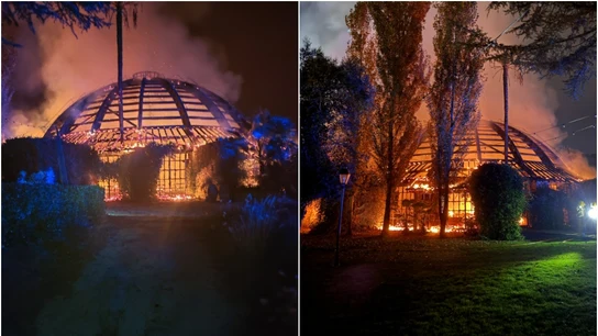 La cúpula de madera del restaurante de eventos de los hermanos Roca, el Mas Marroch, en llamas La cúpula de madera del restaurante de eventos de los hermanos Roca, el Mas Marroch, en llamas