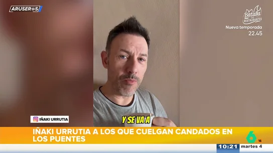 Iñaki Urrutia carga contra la moda de los candados del amor: "Tú y 10.000 idiotas más vais a hundir el puente" Iñaki Urrutia carga contra la moda de los candados del amor: "Tú y 10.000 idiotas más vais a hundir el puente"