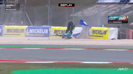 La terrible caída de Raúl Fernandez en el Gran Premio de Portugal La terrible caída de Raúl Fernandez en el Gran Premio de Portugal