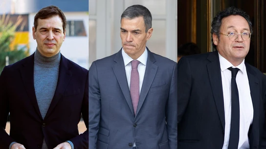 Fotomontaje. David Sánchez, Pedro Sánchez y Álvaro García Ortiz. Fotomontaje. David Sánchez, Pedro Sánchez y Álvaro García Ortiz.