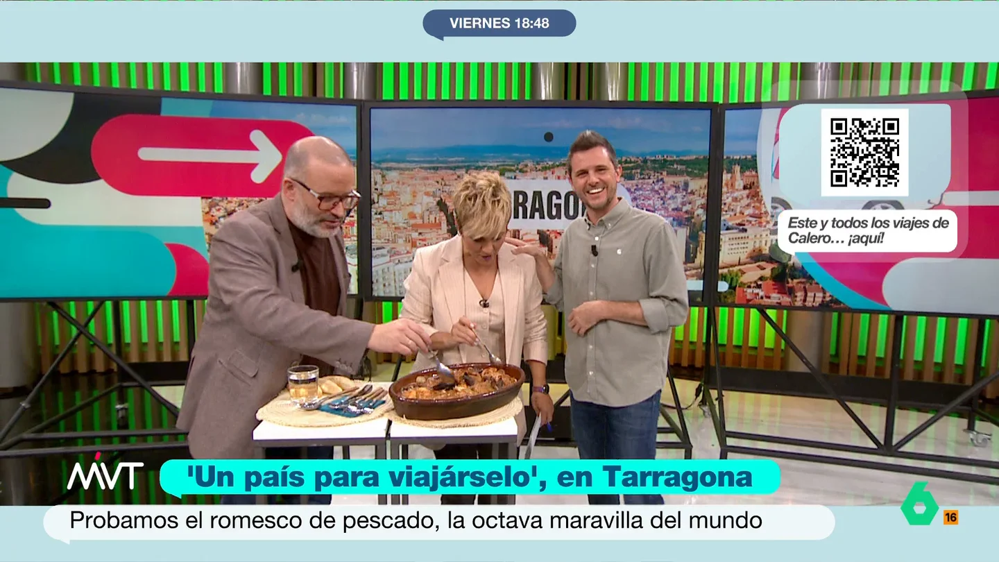 Cristina Pardo recluta a Edu Galán para probar el romesco: "Es raro estar con alguien tan fino, Iñaki habría metido la cabeza" Iñaki López no ha presentado hoy Más Vale Tarde junto a Cristina Pardo, por ello no va a tener la oportunidad de probar el delicioso plato que comparte Luis Calero. El reportero ha visitado Tarragona.