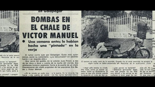 Las dos bombas que les pusieron a Víctor Manuel y a Ana Belén en su casa en 1975 los 'Guerrilleros de Cristo Rey' y "un tío de extrema derecha" Las dos bombas que les pusieron a Víctor Manuel y a Ana Belén en su casa en 1975 los 'Guerrilleros de Cristo Rey' y "un tío de extrema derecha"