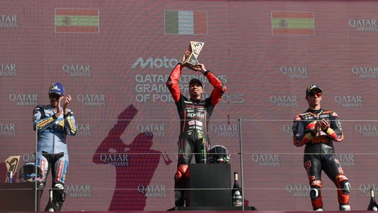 Álex Márquez, Marco Bezzecchi y Pedro Acosta Álex Márquez, Marco Bezzecchi y Pedro Acosta