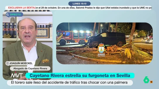 El abogado de Cayetano Rivera indica que este no se negó a hacerse la prueba de alcoholemia: "Sería un delito de desobediencia" El programa conecta con Joaquín Moeckel, abogado del torero, después de que este estrellara su vehículo contra una palmera la noche del pasado domingo en Alcalá de Guadaíra, Sevilla.