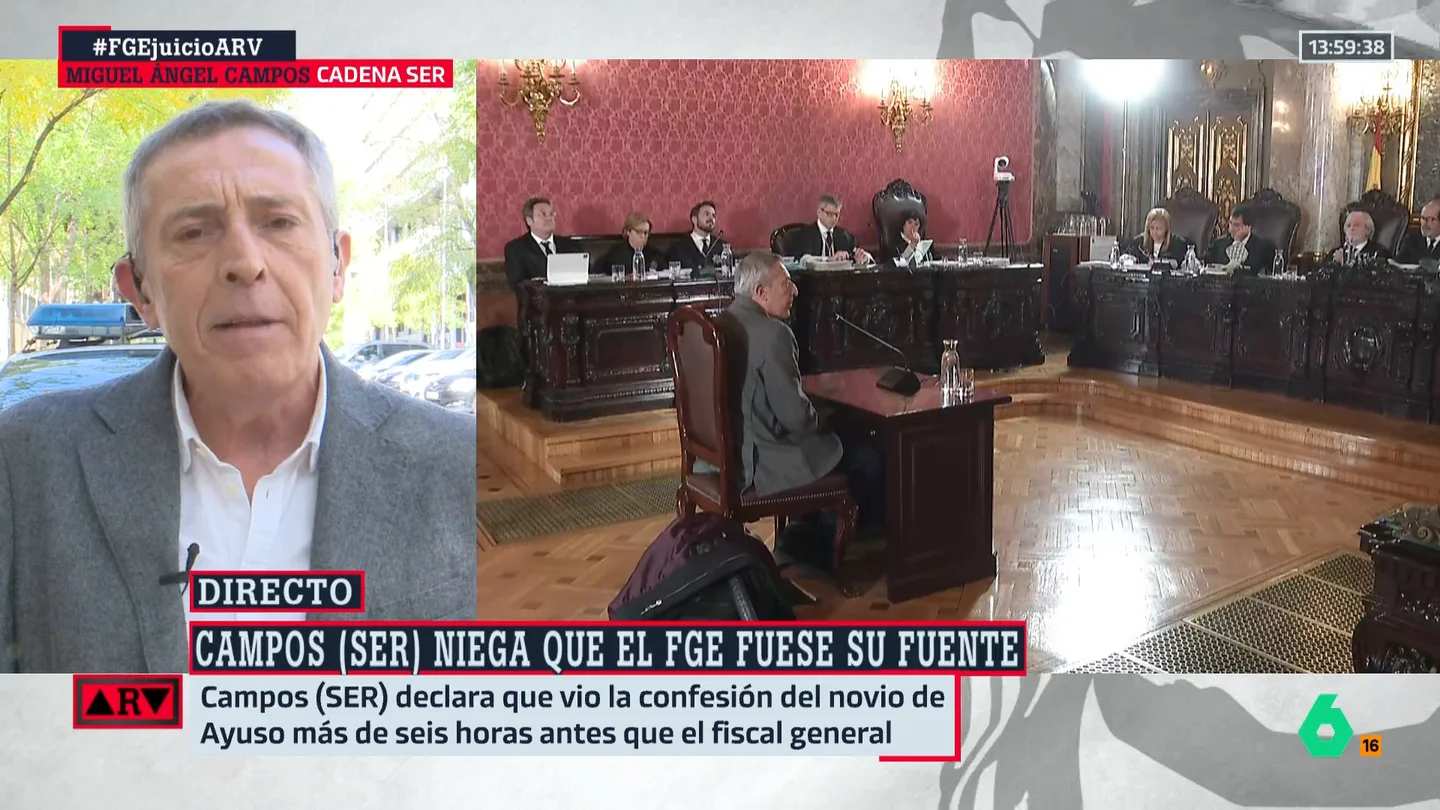 Miguel Ángel Campos defiende el anonimato de las fuentes ante el TS: "Una fuente es una persona con conocimiento directo de la información que cuesta meses y años de labrar esa confianza mutua" Miguel Ángel Campos defiende el anonimato de las fuentes ante el TS: "Una fuente es una persona con conocimiento directo de la información que cuesta meses y años de labrar esa confianza mutua"