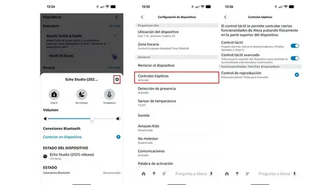 Activando los controles hápticos Activando los controles hápticos