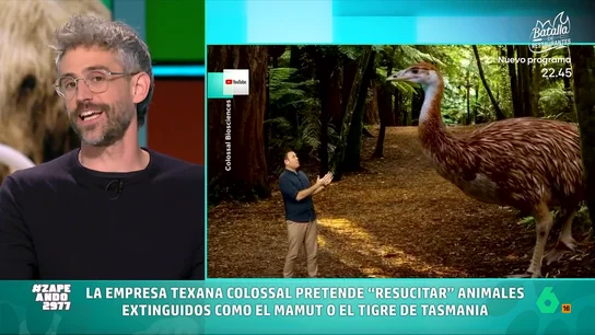 Víctor Algra desvela que una empresa se ha propuesto 'resucitar' especies extintas, en vídeo El dodo o el mamut lanudo podrían ser una realidad en unos años. Una empresa de biociencia, que tiene entre sus inversores a Joe Manganiello o Tom Brady, se ha propuesto devolver a la vida a varias especies extintas.