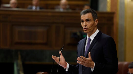 El presidente del Gobierno, Pedro S&aacute;nchez, durante su comparecencia este mi&eacute;rcoles en el Congreso