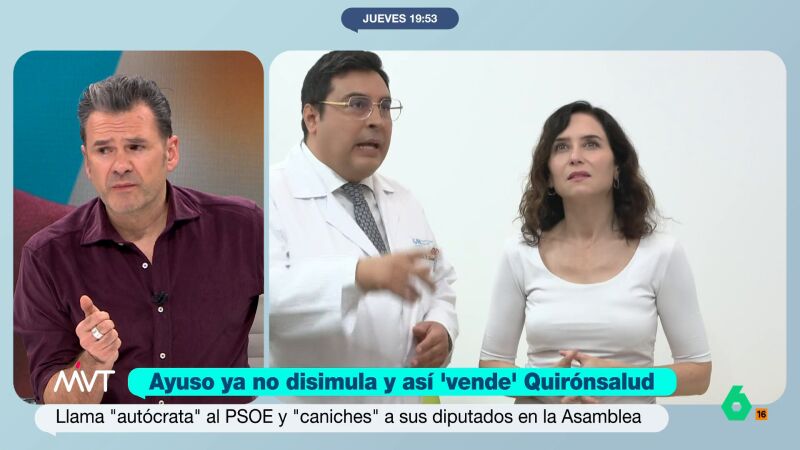 Iñaki López, sobre el "publirreportaje" de Ayuso de Quirón en la Asamblea: "Solo le ha faltado repartir flyers al acabar"