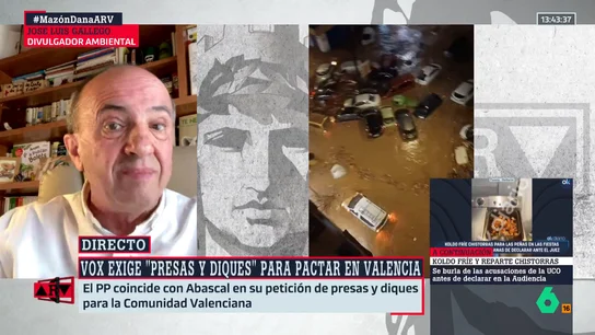José Luis Gallego, divulgador ambiental, sobre la DANA del 29-O: "Es mentira que se abrieron compuertas de la presa: se desaguó a 1.000 hectómetros cúbicos y estaban entrando 2.000" José Luis Gallego, divulgador ambiental, sobre la DANA del 29-O: "Es mentira que se abrieron compuertas de la presa: se desaguó a 1.000 hectómetros cúbicos y estaban entrando 2.000"