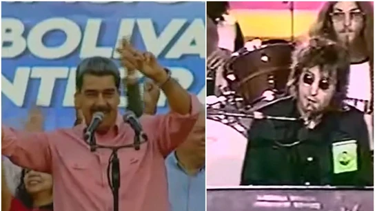 Nicolás Maduro, a la izquierda; John Lennon, a la derecha Nicolás Maduro, a la izquierda; John Lennon, a la derecha