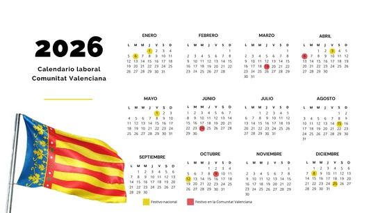 Calendario laboral 2026 de la Comunidad Valenciana Calendario laboral 2026 de la Comunidad Valenciana