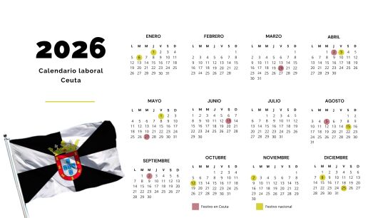 Calendario laboral 2026 en Ceuta: todos los d&iacute;as festivos de la Ciudad Aut&oacute;noma