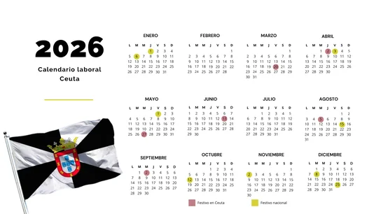 Calendario laboral 2026 en Ceuta: todos los días festivos de la Ciudad Autónoma Calendario laboral 2026 en Ceuta: todos los días festivos de la Ciudad Autónoma
